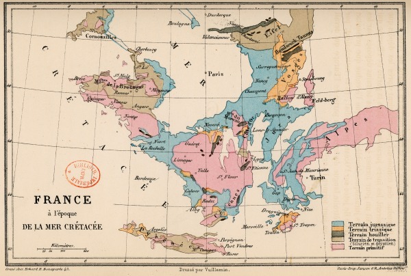 Carte de Tulle au crétacé